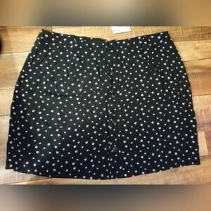 AEROPOSTALE Black Floral Front Button-Up Skirt With Zipper In Back. Size Xl NWT